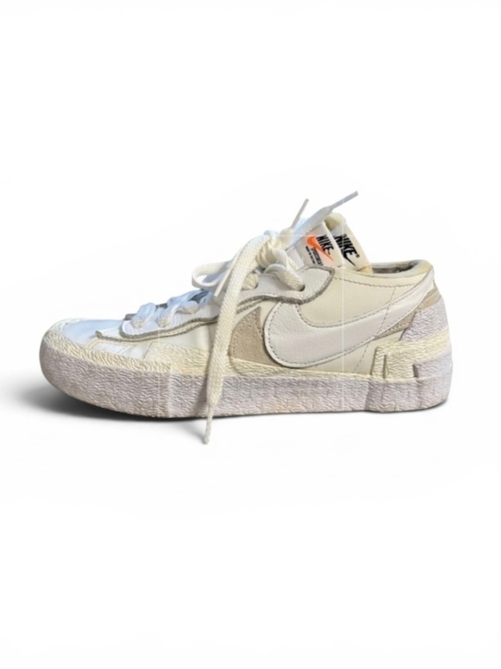 Nike Blazer Low Sacai Triple White Patent Leather DM6443-100 Men's US Size 7